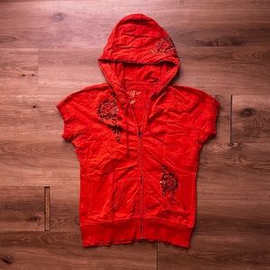 y2k orange and gold short-sleeve jacket